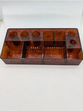 VTG HTF Rubbermaid Party Plan Cosmetic slanted Organizer Amber Swirl Model 523